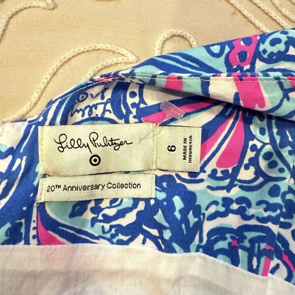 Lilly Pulitzer Target 20th Anniversary My Fans Shift Dress Blue Pink Crochet - Picture 9 of 13